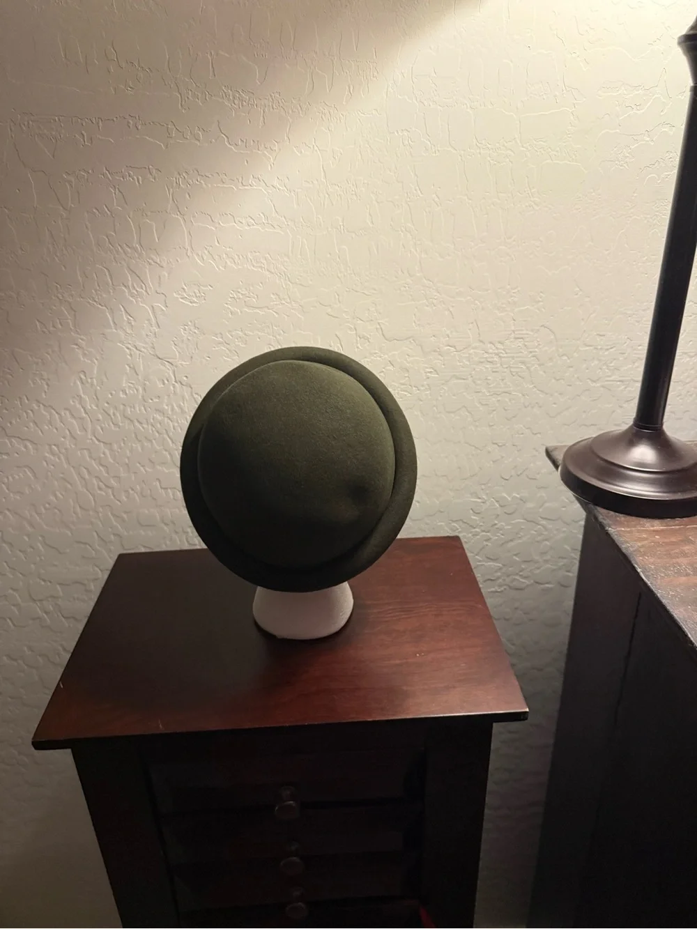 Olive Green Wool Cloche Hat